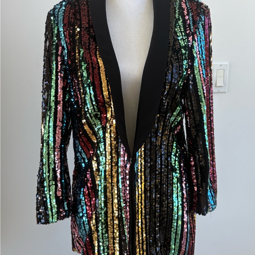Multicolor Sequin Blazer & Sequin Stripe Pant Set